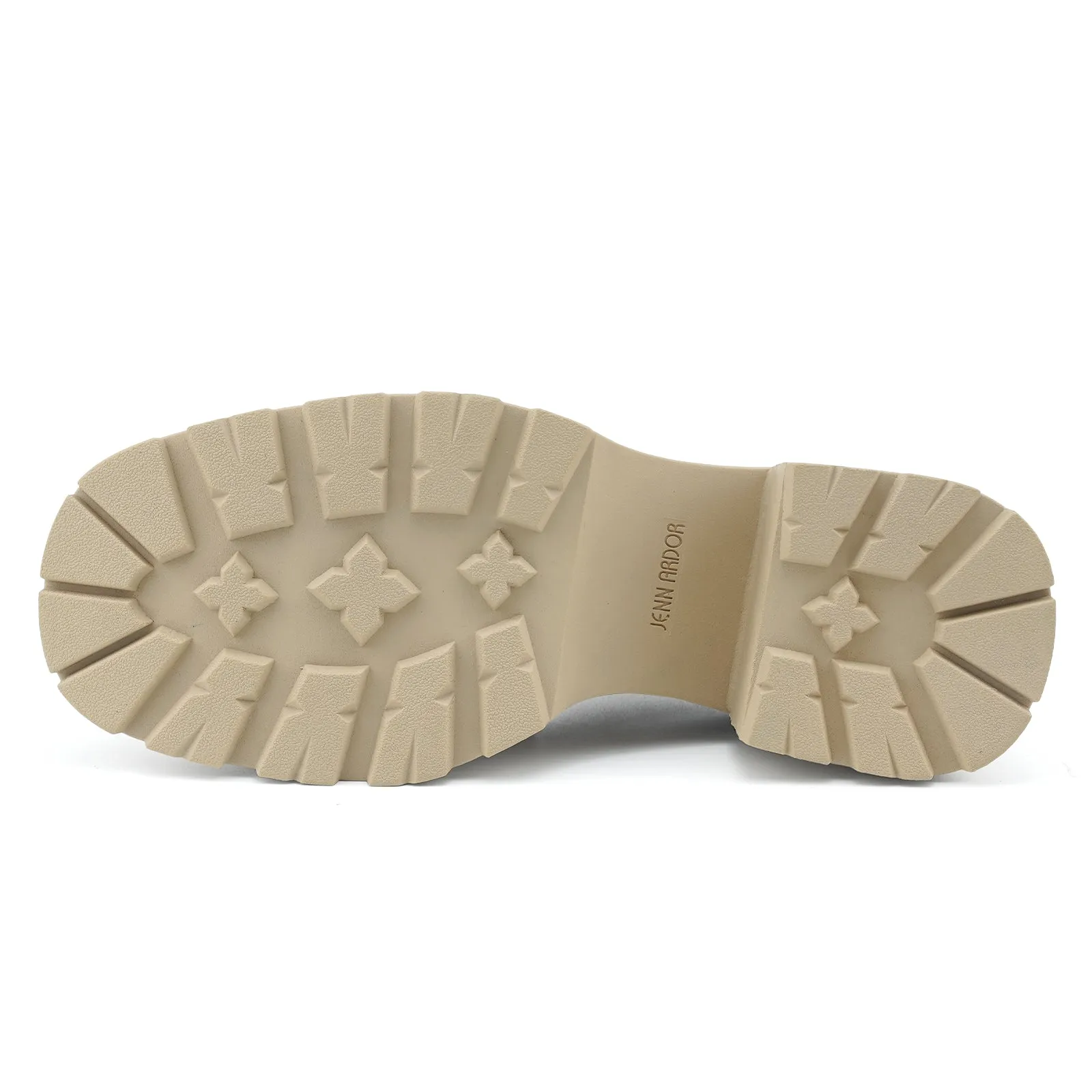 Loafers No Back JENN ARDOR Chunky Block Heel Loafers for Women Closed Round Toe Platform Pumps