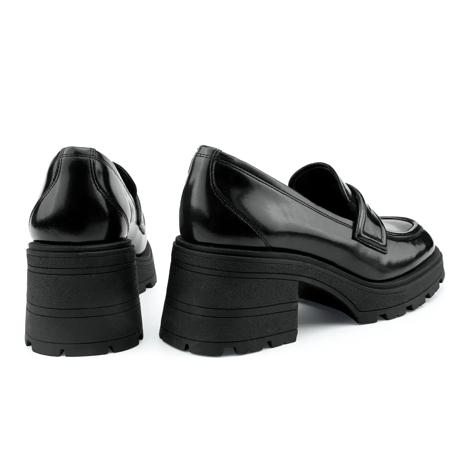 Loafers Wide Fit JENN ARDOR Chunky Block Heel Loafers for Women Closed Round Toe Platform Pumps