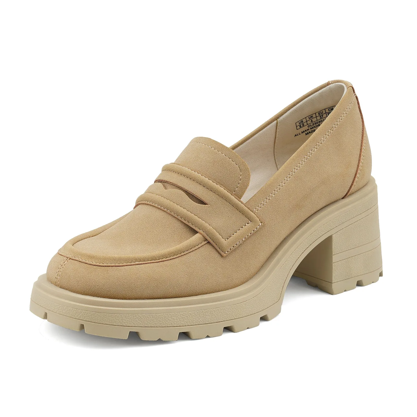 JENN ARDOR Chunky Block Heel Loafers for Women Closed Round Toe Platform Pumps Casual Loafers Shoes