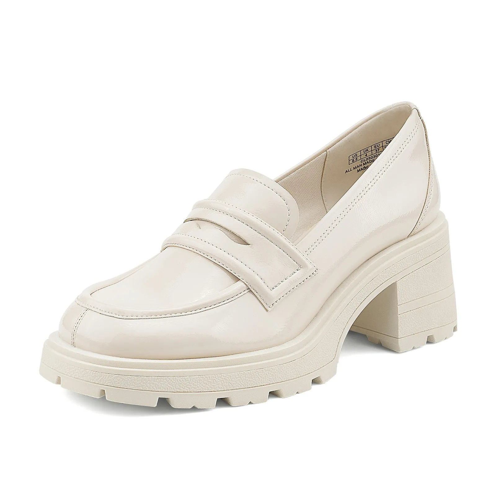 JENN ARDOR Chunky Block Heel Loafers for Women Closed Round Toe Platform Pumps Dress Loafers Slip On Casual Driving Loafer