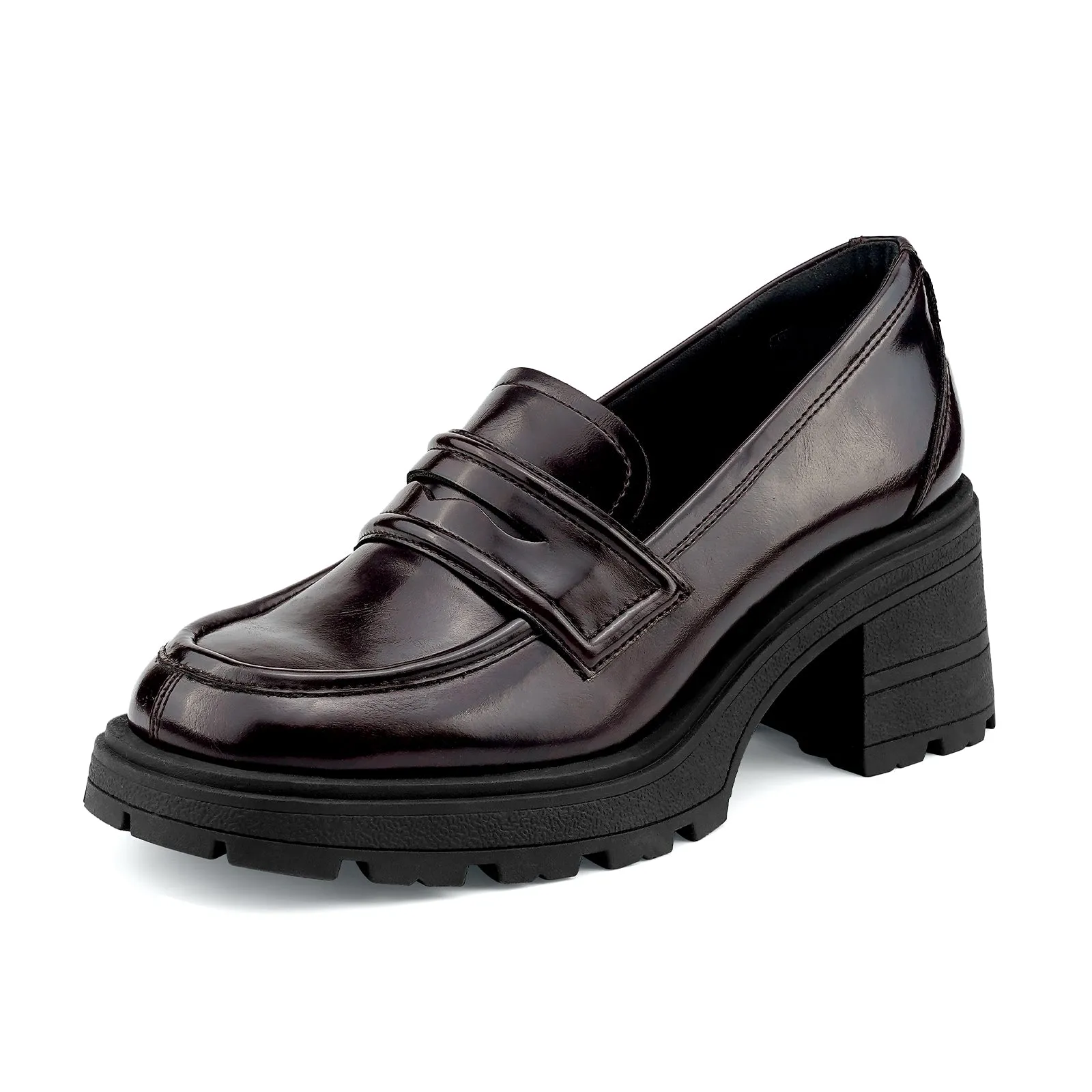 JENN ARDOR Chunky Block Heel Loafers for Women Closed Round Toe Platform Pumps Thick Soled Loafers