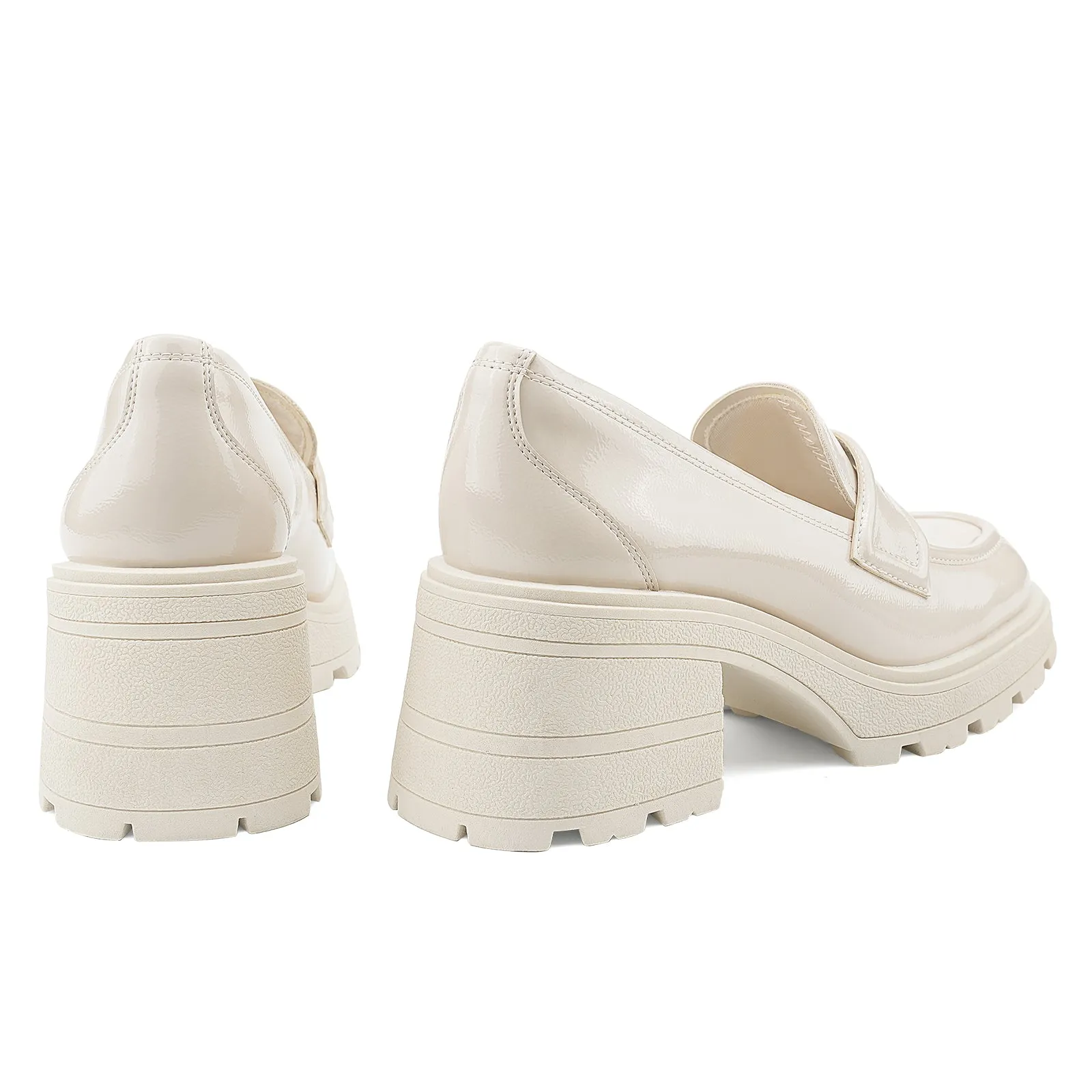 JENN ARDOR Chunky Block Heel Loafers for Women Closed Round Toe Platform Pumps Jon Josef Loafers