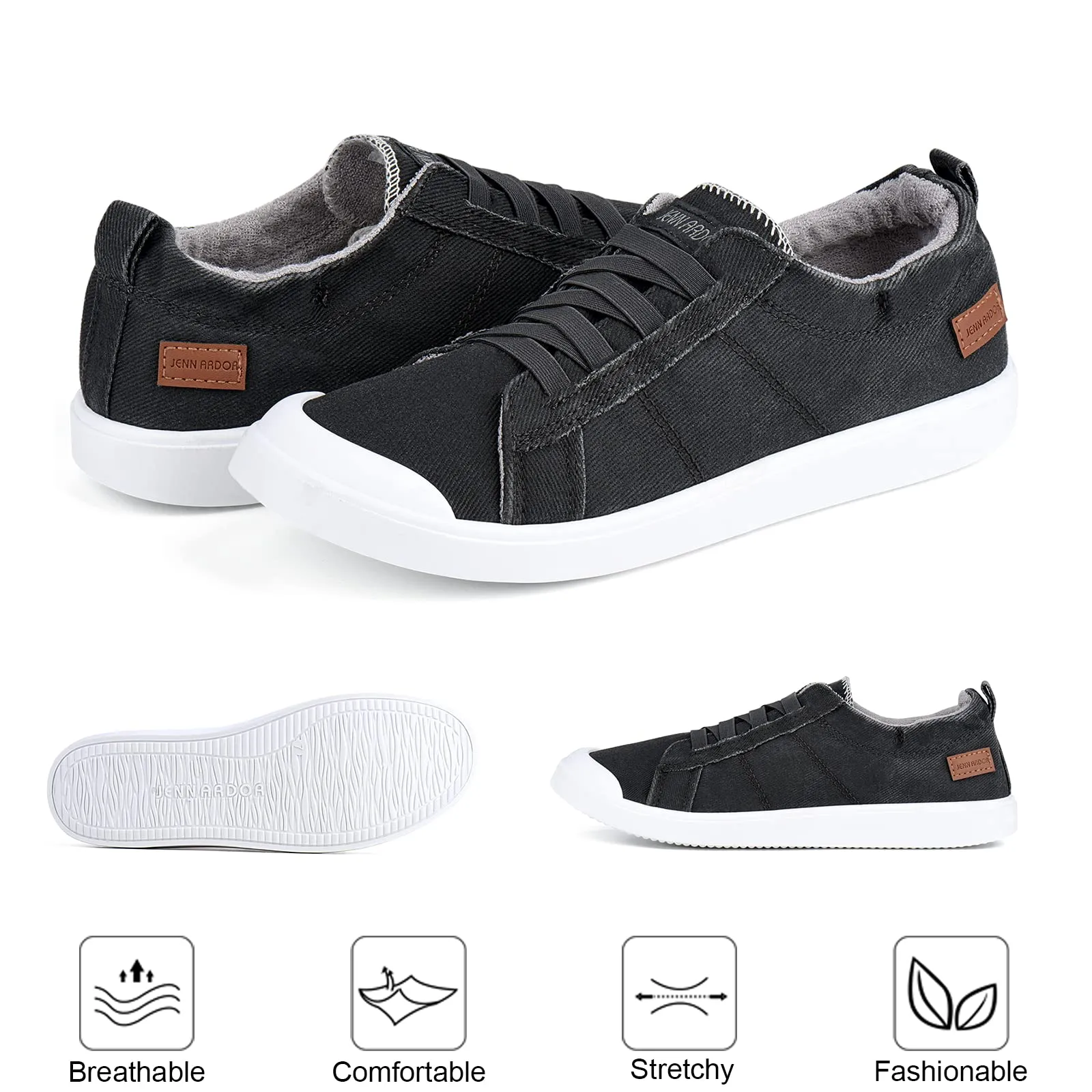 Trousers And Loafers JENN ARDOR Women's Canvas Slip-on Sneakers: Comfortable Casual