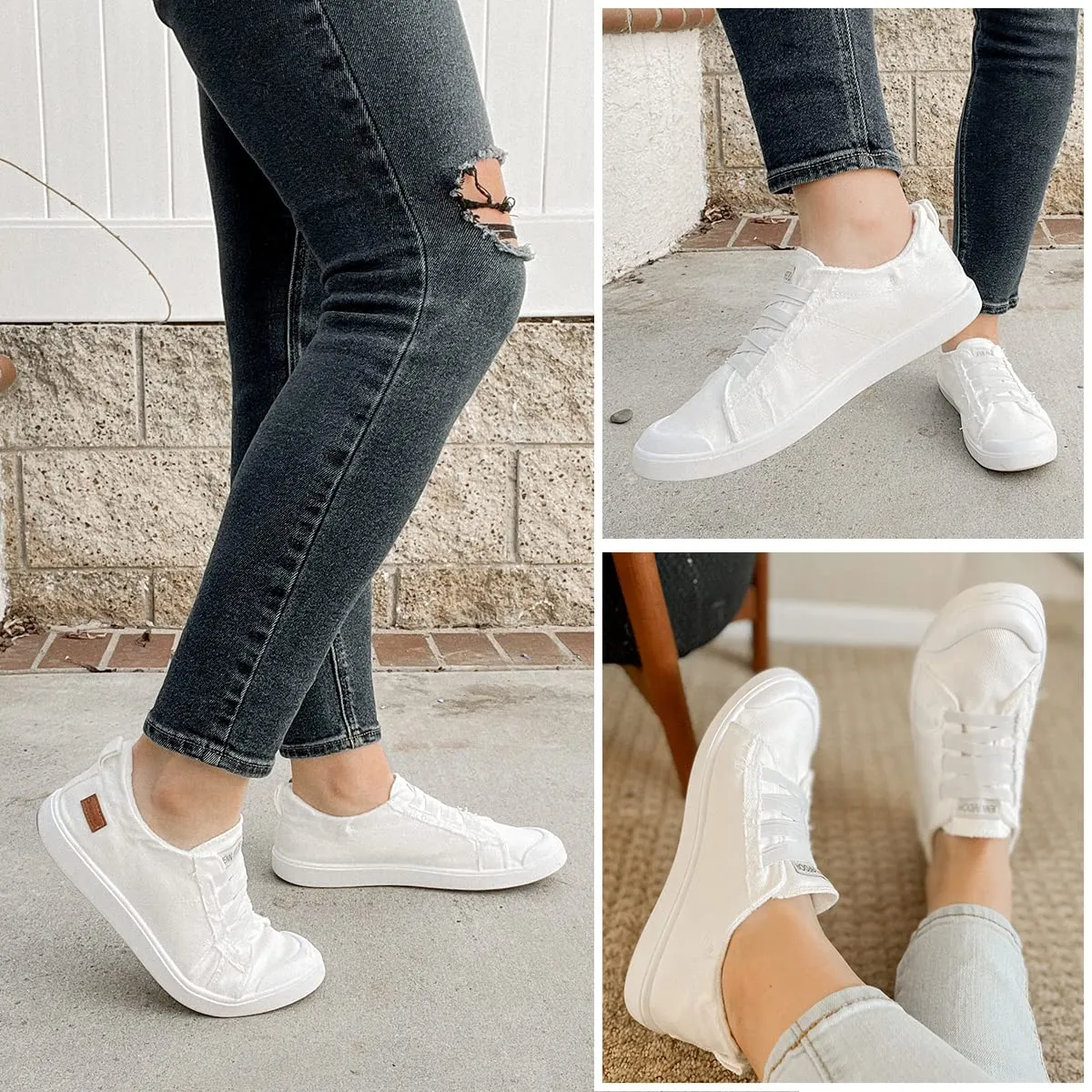 JENN ARDOR Women's Canvas Slip-on Sneakers: Comfortable Casual Penny Loafers With Penny In Them