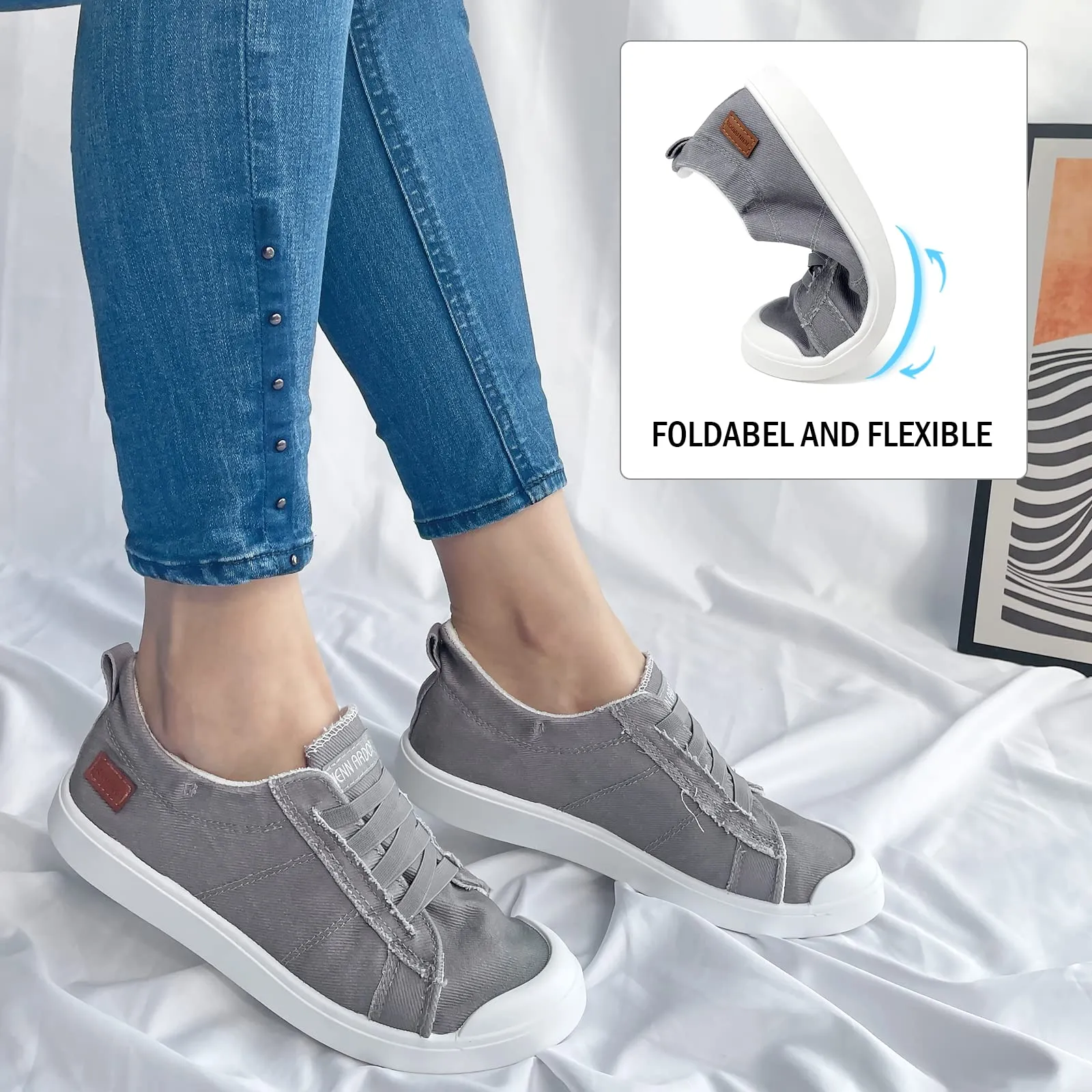 JENN ARDOR Women's Canvas Slip-on Sneakers: Comfortable Casual Rubinacci Loafers