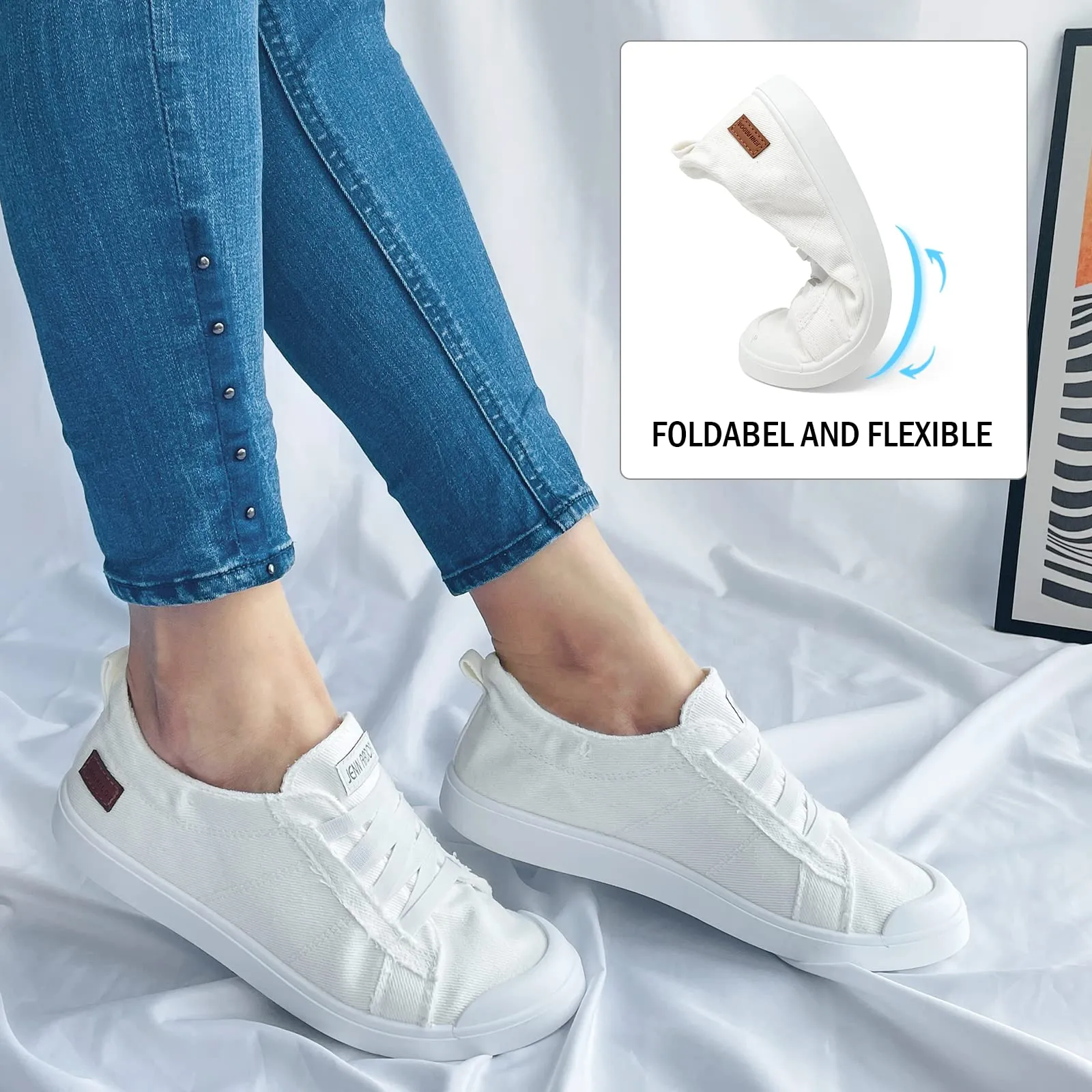 Fussbett Sabot Loafers JENN ARDOR Women's Canvas Slip-on Sneakers: Comfortable Casual