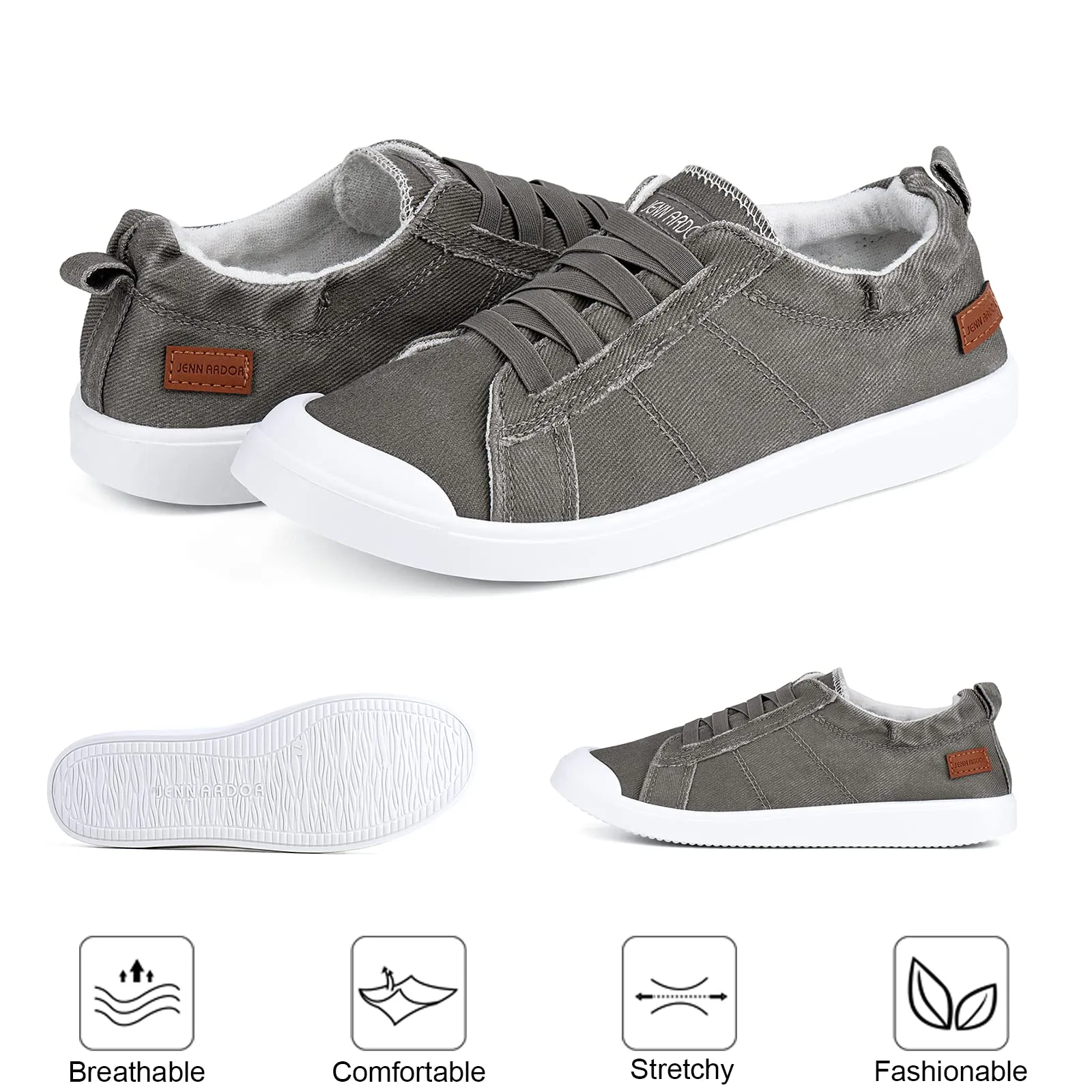 JENN ARDOR Women's Canvas Slip-on Sneakers: Comfortable Casual Elin Loafers