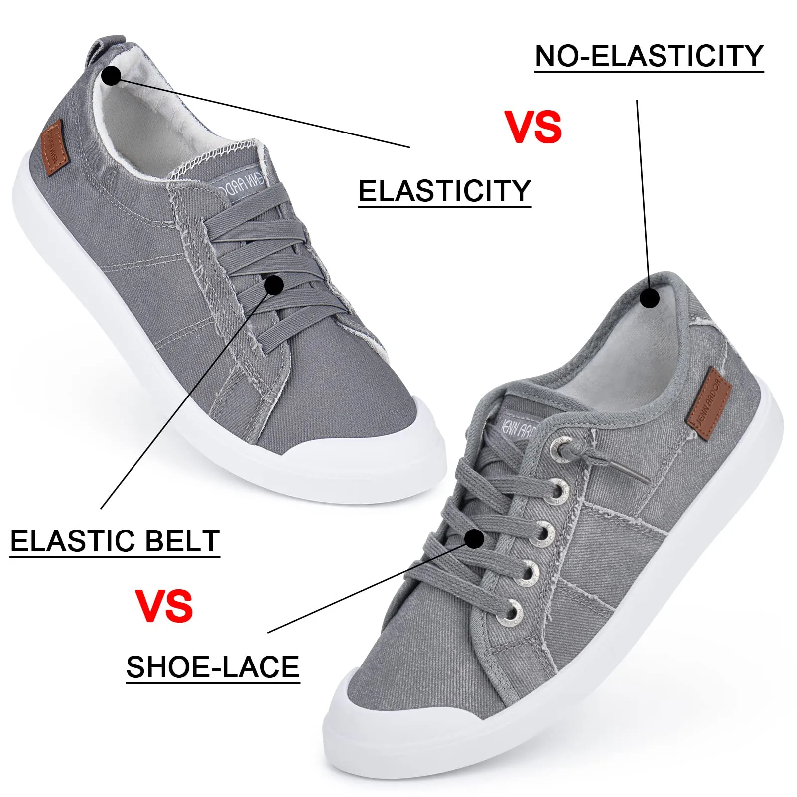 JENN ARDOR Women's Canvas Slip-on Sneakers: Comfortable Casual Suede Horsebit Loafers