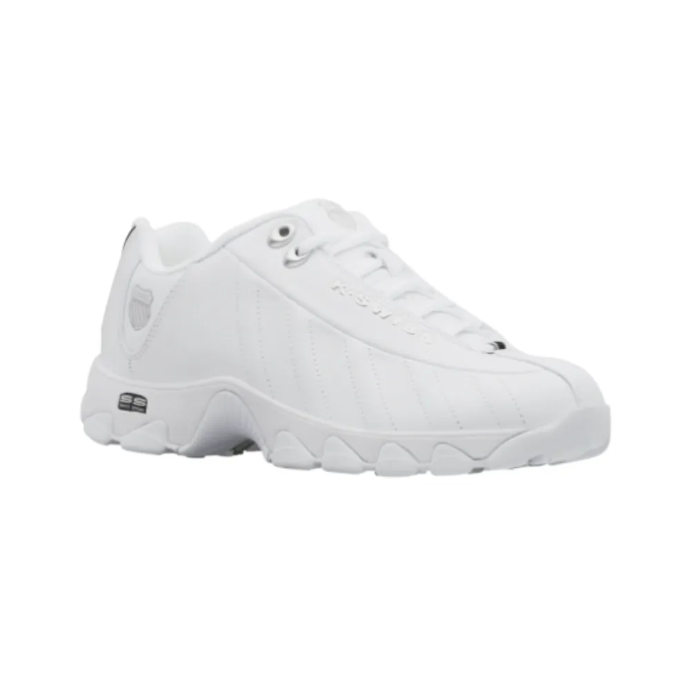 K-Swiss ST329 CMF Men's Extra Wide Sneakers White/Black/Silver 03426-129-XW | Leather, Cushioned, EEE Fit Nurses Sneakers