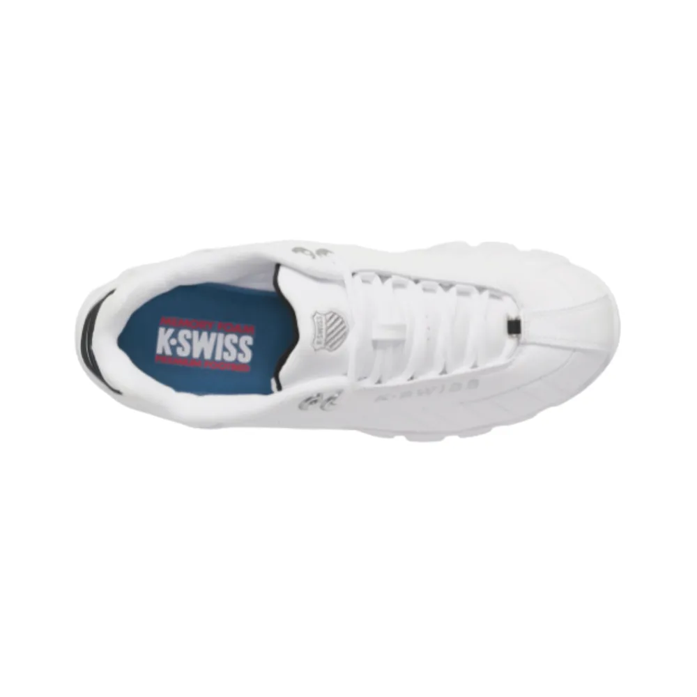 Box Sneakers K-Swiss ST329 CMF Men's Extra Wide Sneakers White/Black/Silver 03426-129-XW | Leather, Cushioned, EEE Fit