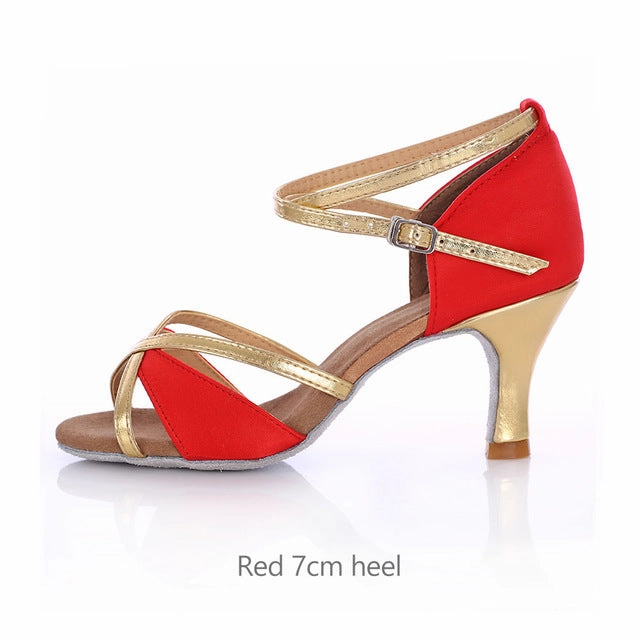 KULLA New Adult Ballroom Latin Dance Shoes Women Tango Salsa Dancing Shoes For woman Female Ladies Black High-heeled Dance Shoes