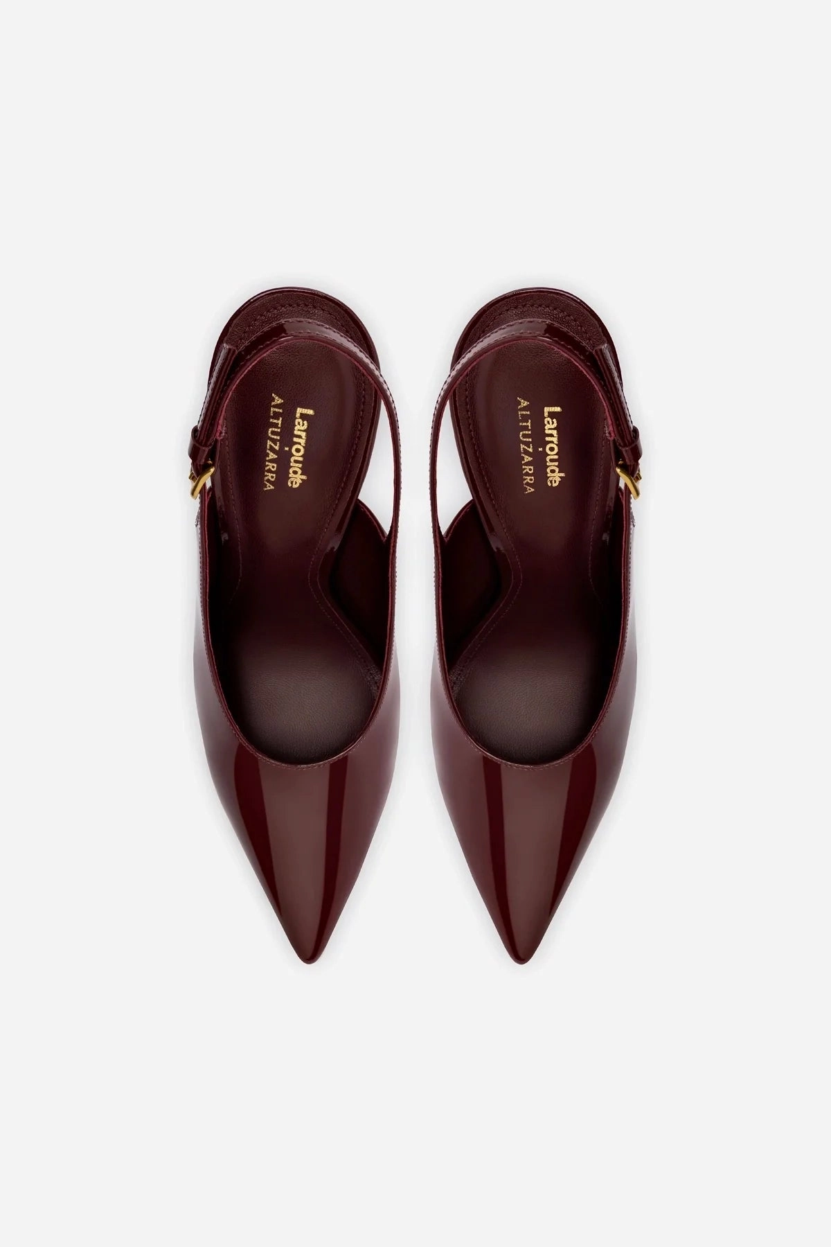 High Heels And Jeans Larroud x Altuzarra Pump In Burgundy Patent Leather