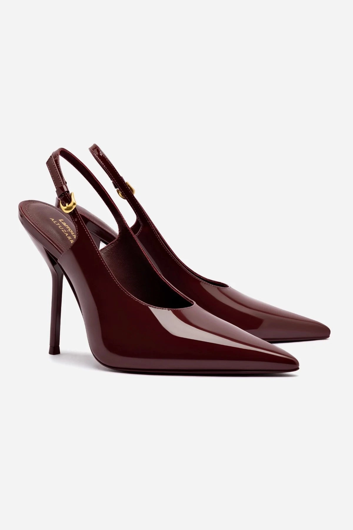 Larroud x Altuzarra Pump In Burgundy Patent Leather High Heels Large Sizes