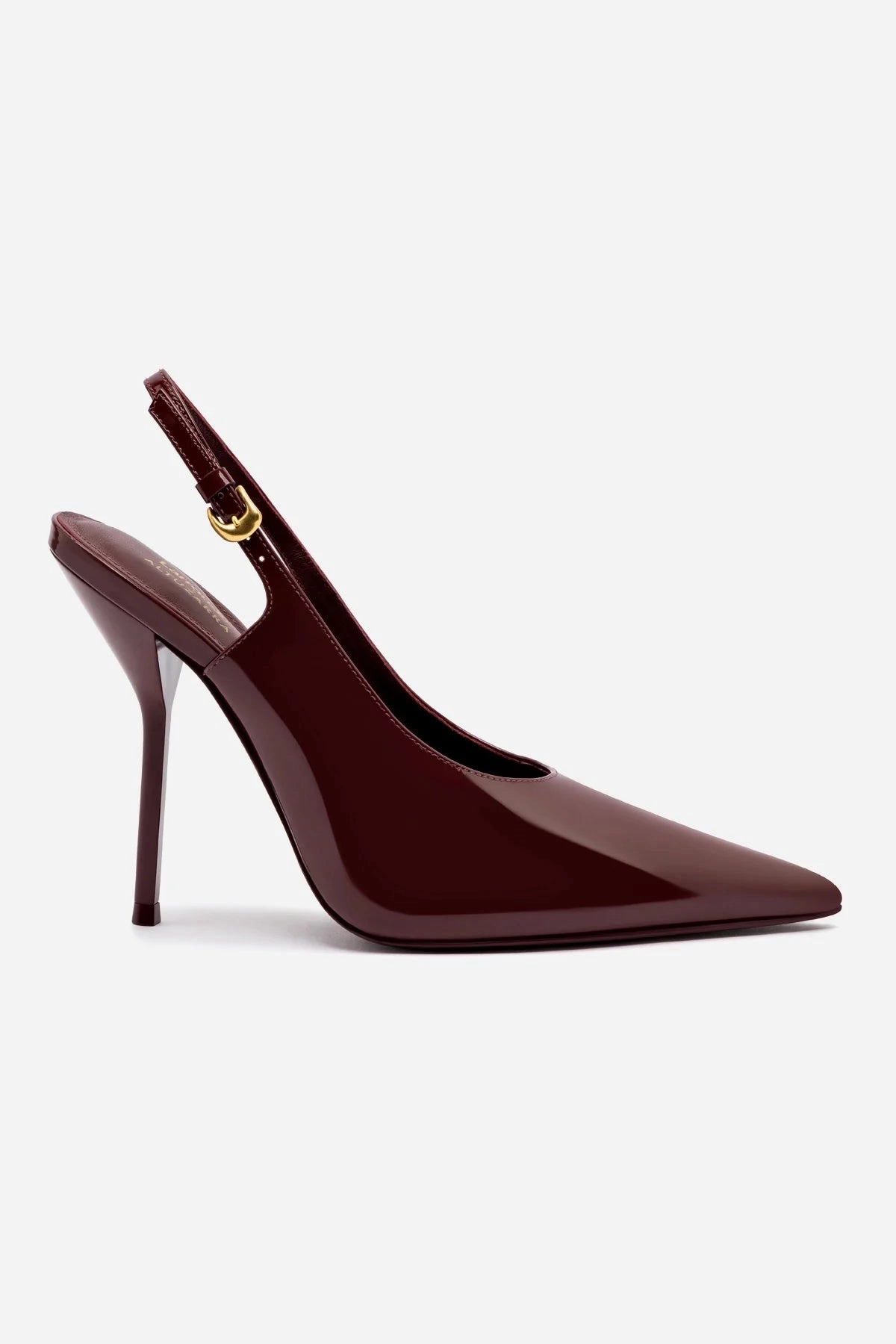 Race In Heels Larroud x Altuzarra Pump In Burgundy Patent Leather