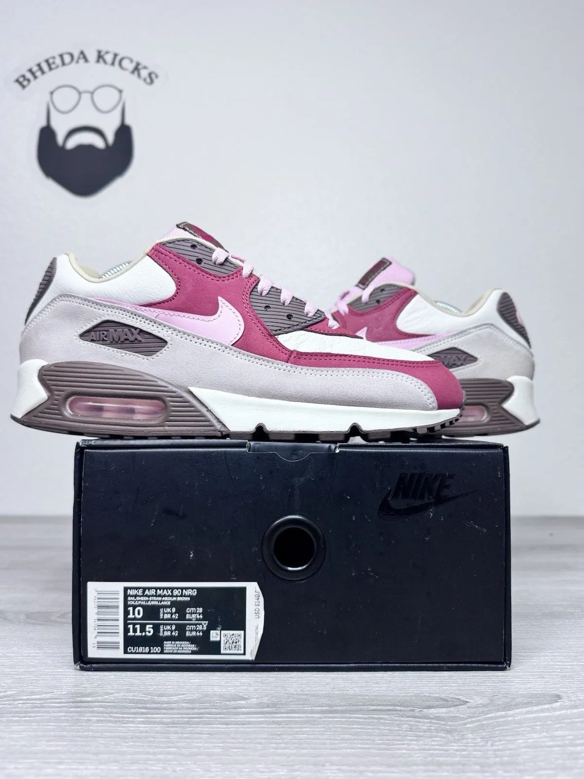 Harrier Sneakers Size 10 - Nike Air Max 90 [CU1816-100] Bacon Men Preowned Authentic