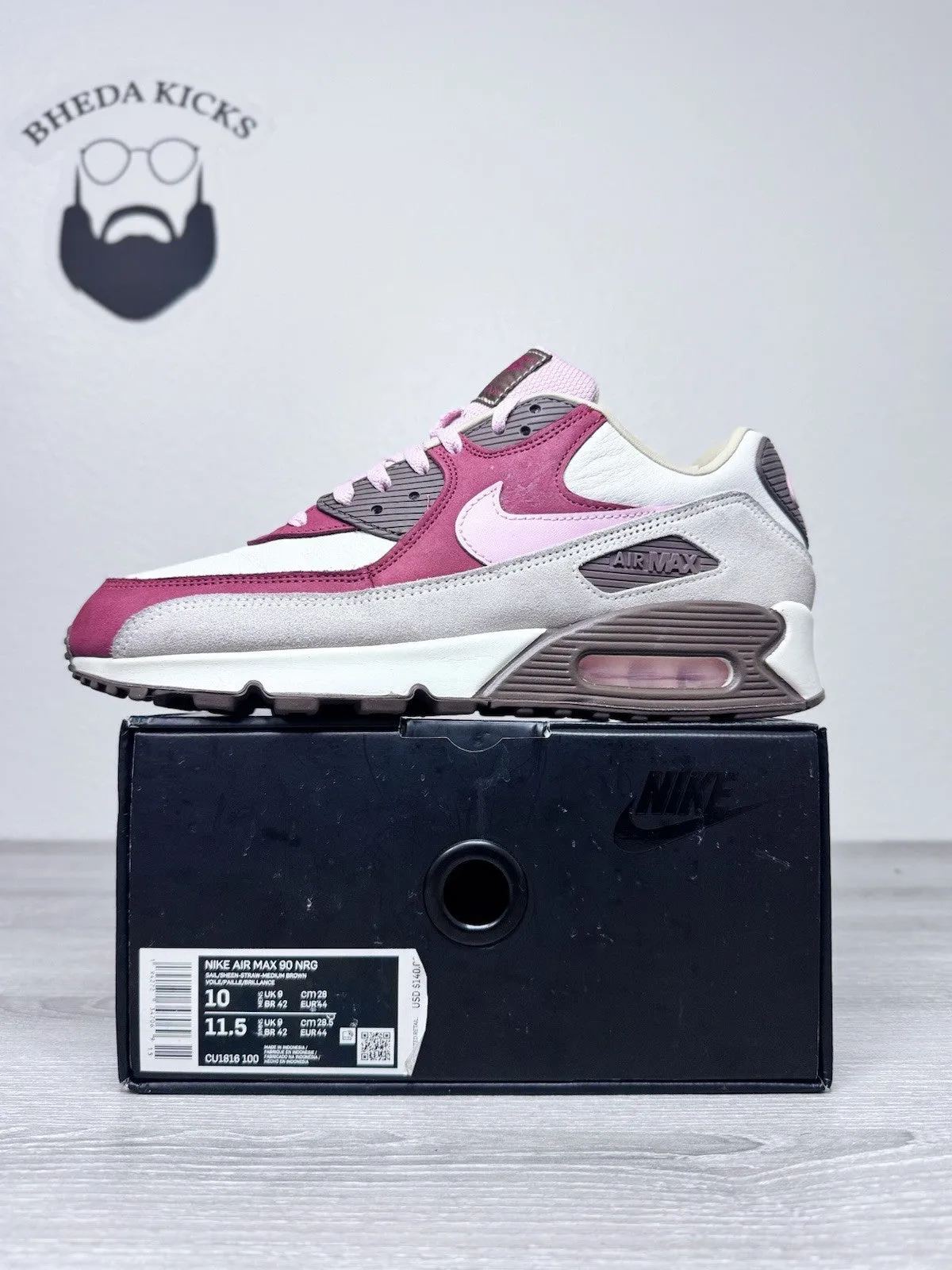 Skateboarder Sneakers Size 10 - Nike Air Max 90 [CU1816-100] Bacon Men Preowned Authentic