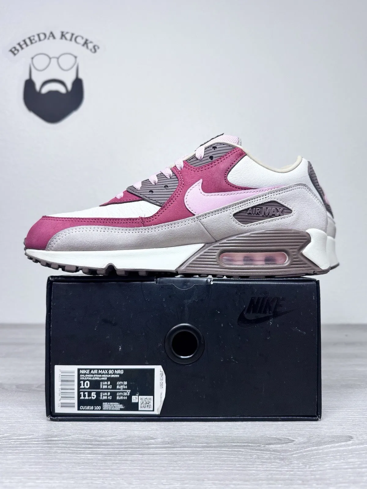 Size 10 - Nike Air Max 90 [CU1816-100] Bacon Men Preowned Authentic Coach High Top Sneakers