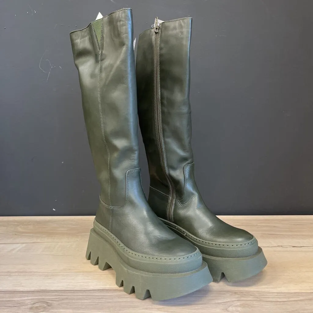 Wild Boots L'intervalle - Women's Tall Leather Boots - MSRP $248: Green-women-36