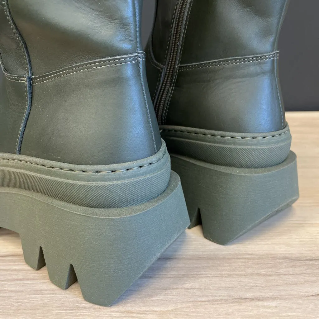 L'intervalle - Women's Tall Leather Boots - MSRP $248: Green-women-36 Boots Timberland