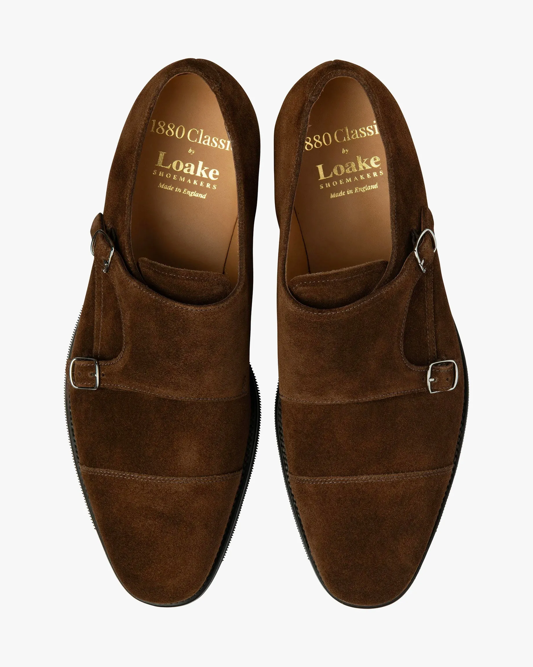 Loake 1880 Classic Cannon Twin Buckle Monk Shoe - Brown Suede Ankle Ankle Boots
