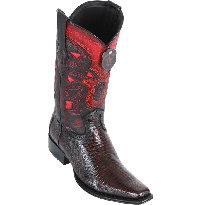 Los Altos Boots - Mens Dress Cowboy Boot - Low Priced  Lizard European Style Cowboy Boots - Black Cherry Calf Hair Boots