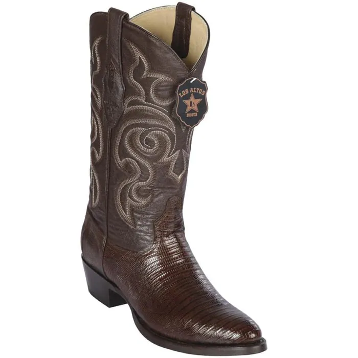 Los Altos Boots - Mens Dress Cowboy Boot - Low Priced Lizard Teju R-Toe Brown Cowboy Boots- in Brown Gore Tex Dress Boots