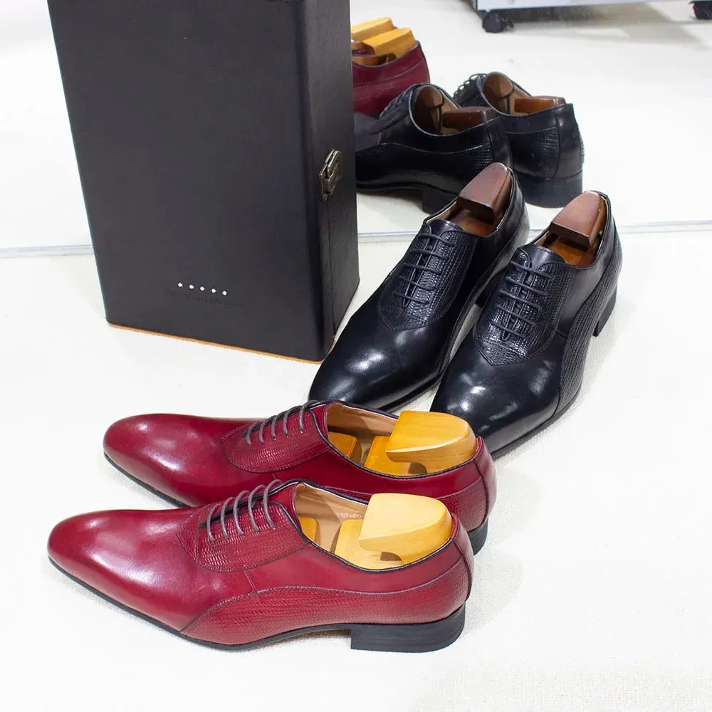 Cmp Waterproof Shoes Luxury Men Oxford Shoes Men Dress Shoes Leather Italian Red Black Hand-polished Pointed Toe Lace up Wedding Office Formal Shoes