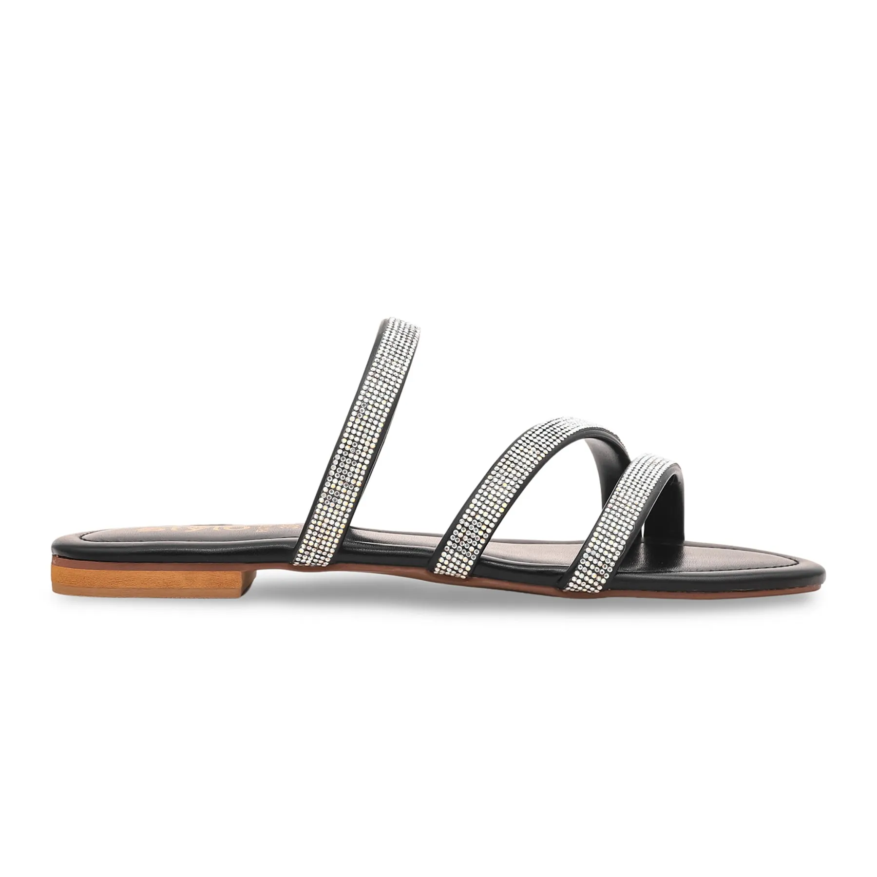 Black Fancy Slipper FN7697 Sporty Mule Slippers