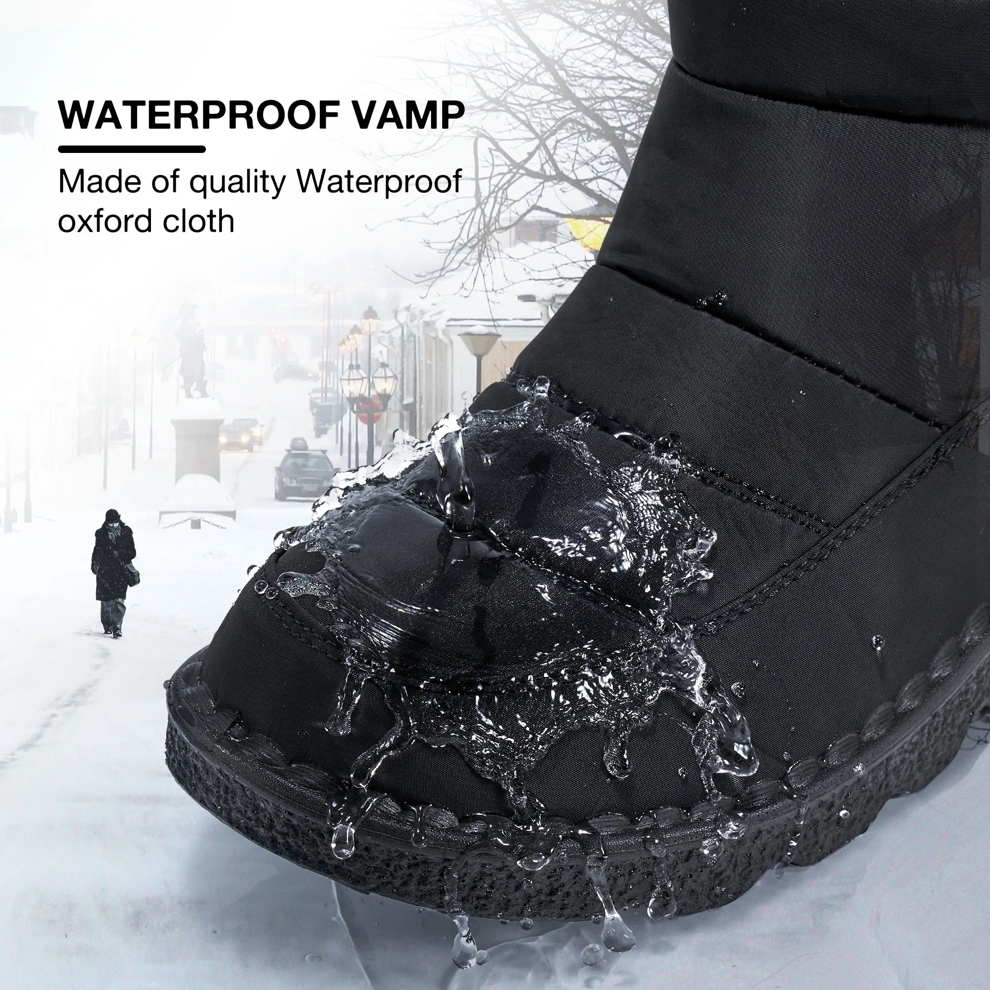 HARENCWomens Winter Snow Boots With Warm Lining Comfortable Non Slip Ankle Booties Outdoor Waterproof Hiking Walking Platform Shoes Narrow Calf Knee Boots