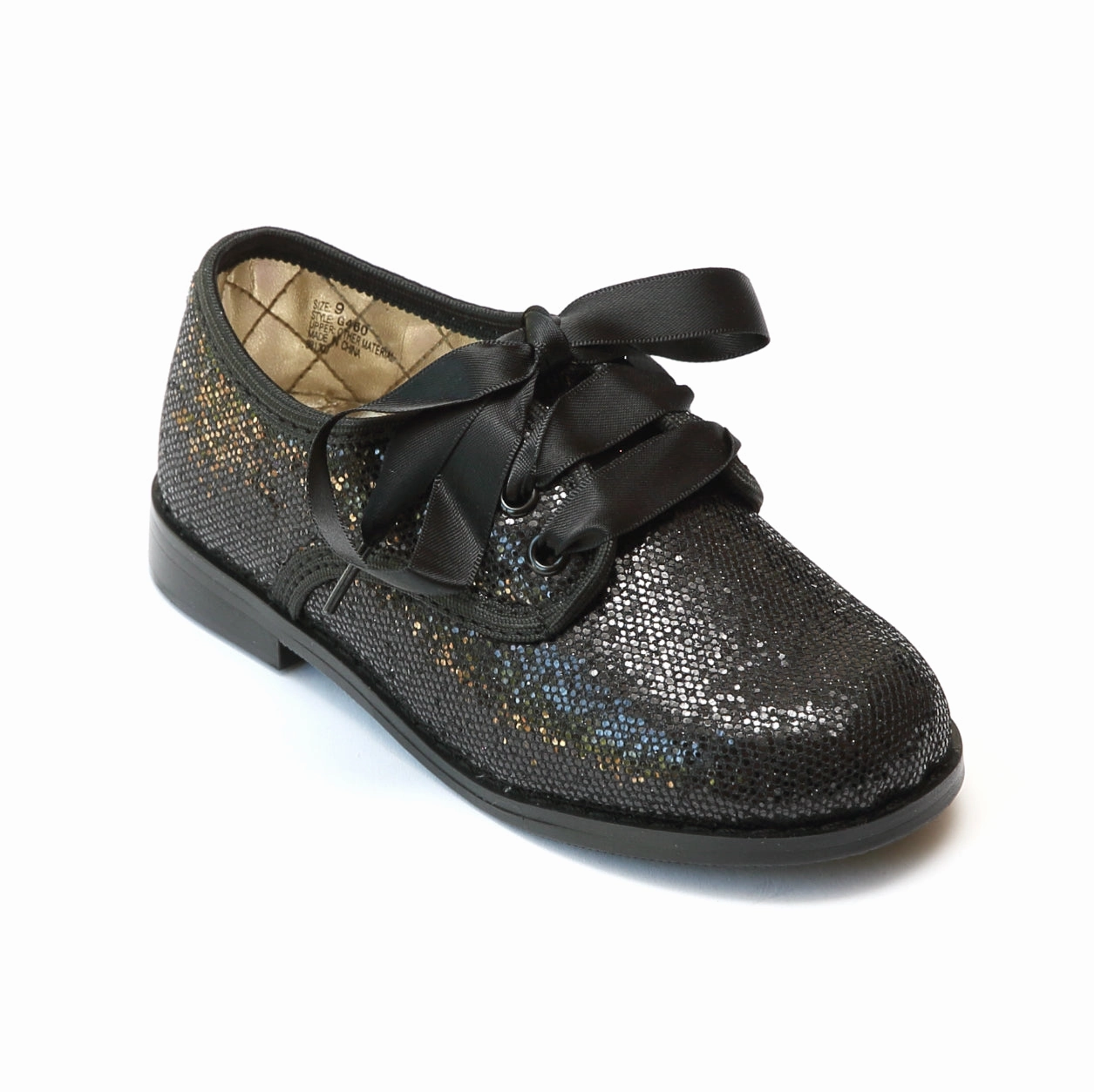 L'Amour Girls Sequin Lace Up Oxford Shoes Quad Oxfords