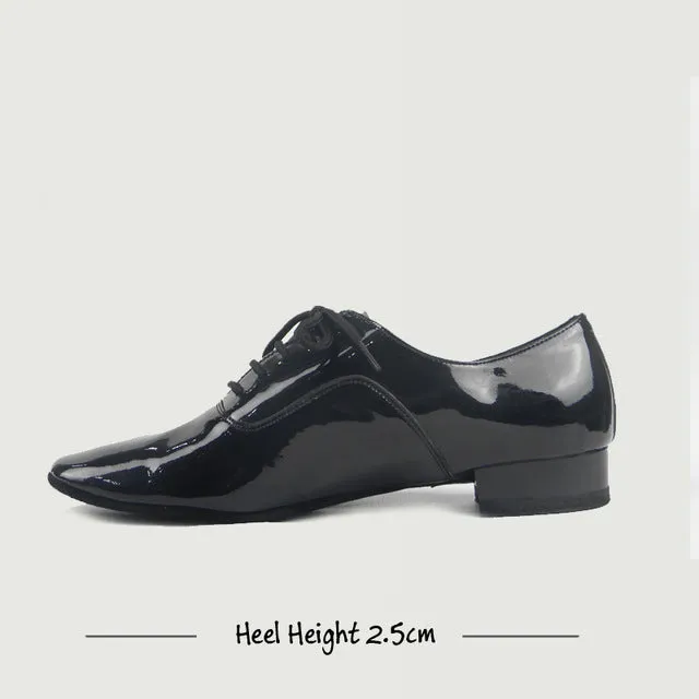 Men salsa dance shoes Black patent leather  modern shoes BD 312 Tango Waltz Ballroom rumba samba boys Dancing Shoes Shoes For Synthetic Badminton Court