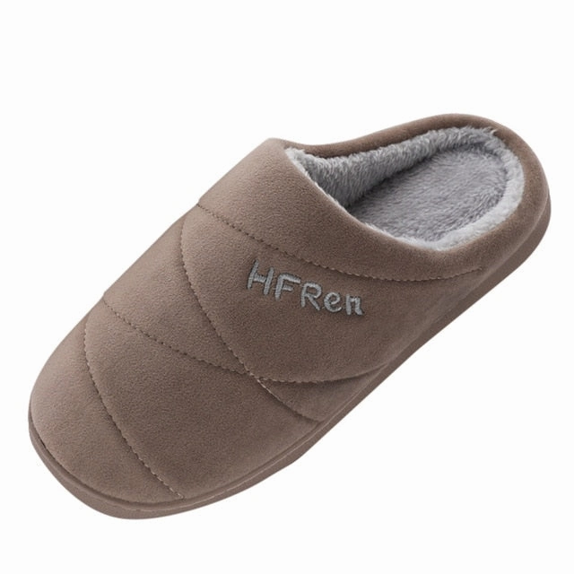 Men Indoor Slippers Short Plush Spring Autumn Flat Shoes Male Home Bedroom Slides Gray Slip On Female House Floor Slippers Flat Party Shoes