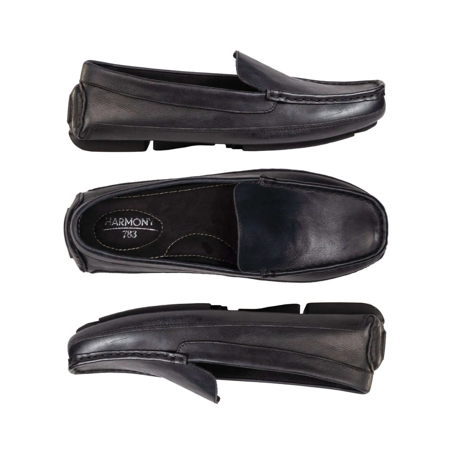 Men's Grounding Driver  Black Leather Casual Tennis Shoe Outfits