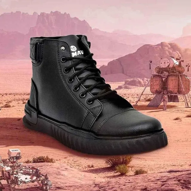 Casual Shoes For Hallux Rigidus Men's Korean Style High Top Casual Shoes For Men (Black)