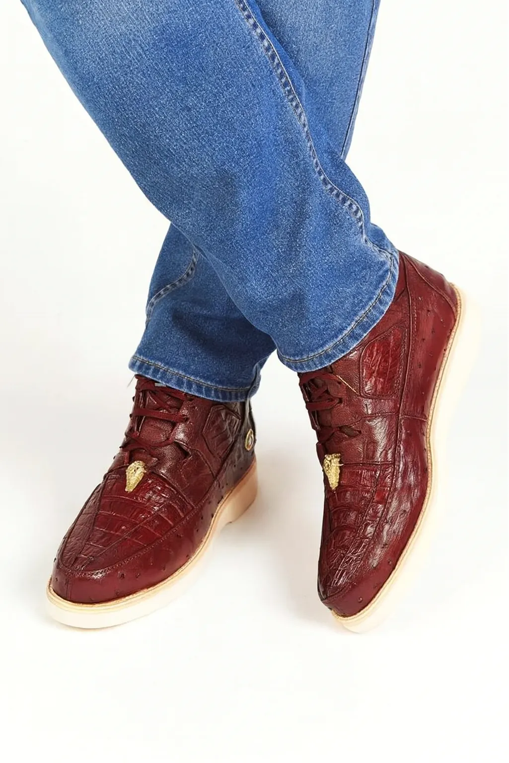 Men's Wild West Boots Caiman and Ostrich Skin Shoe 2ZA050206 Cowboy Boots And Ropers