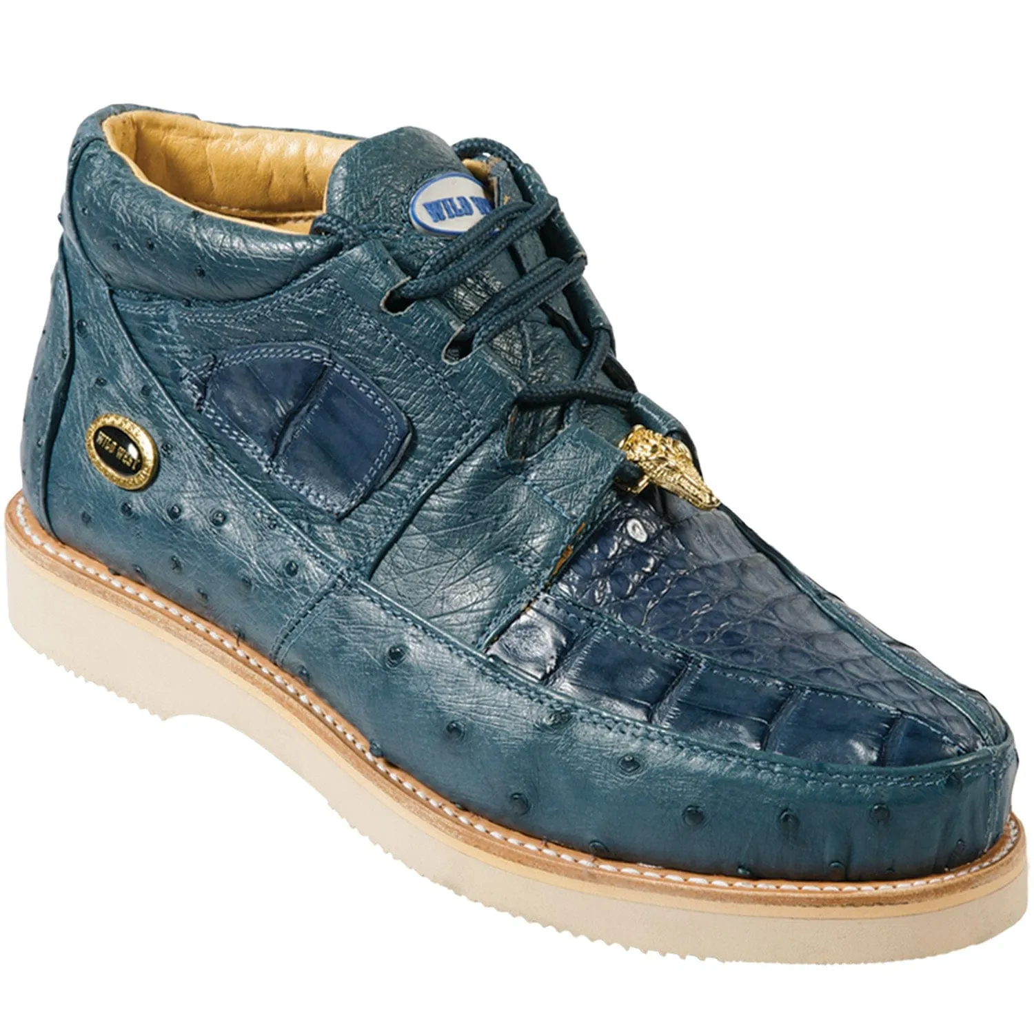 Men's Wild West Boots Caiman and Ostrich Skin Shoe 2ZA050214 Childrens Work Boots