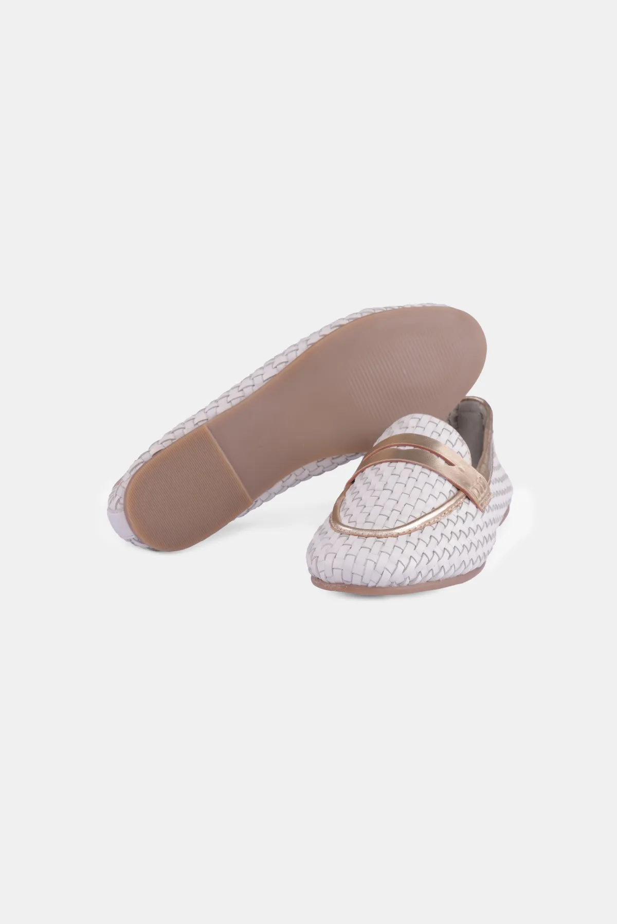 Miso Loafers - White   Light Gold Florsheim Tassel Loafers