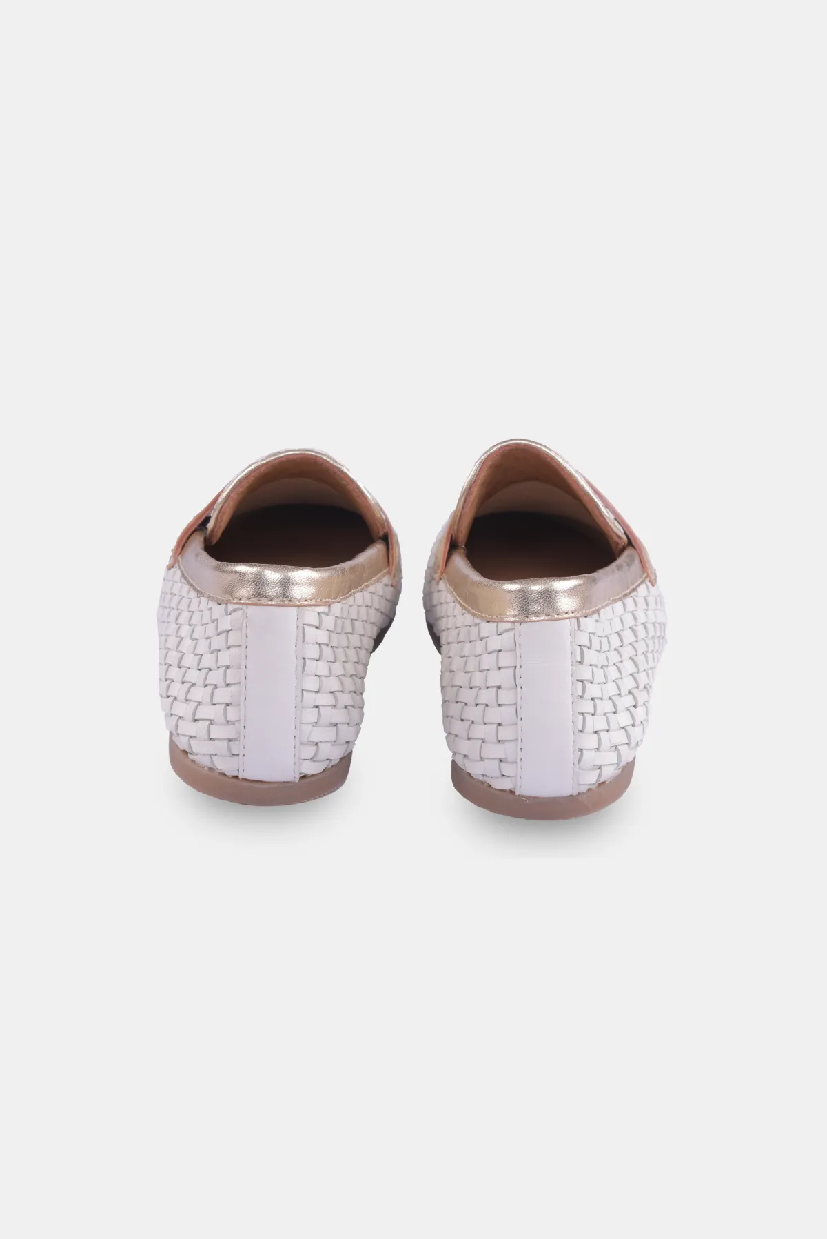 Miso Loafers - White   Light Gold Loafers With Laces