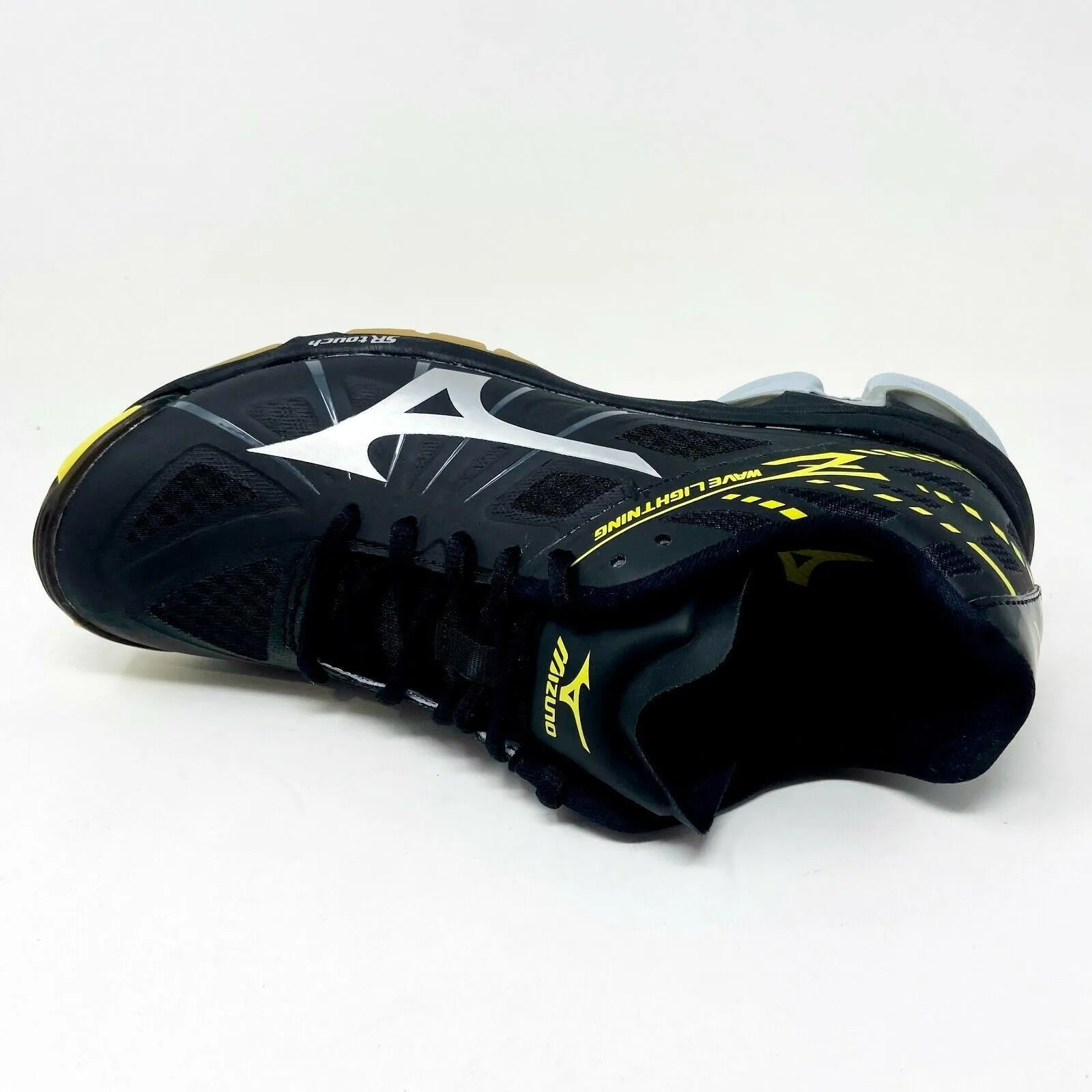 Mizuno Wave Lightning Z Black Silver Yellow Womens Traction Volleyball Shoes Hyperspike Volleyball Shoes