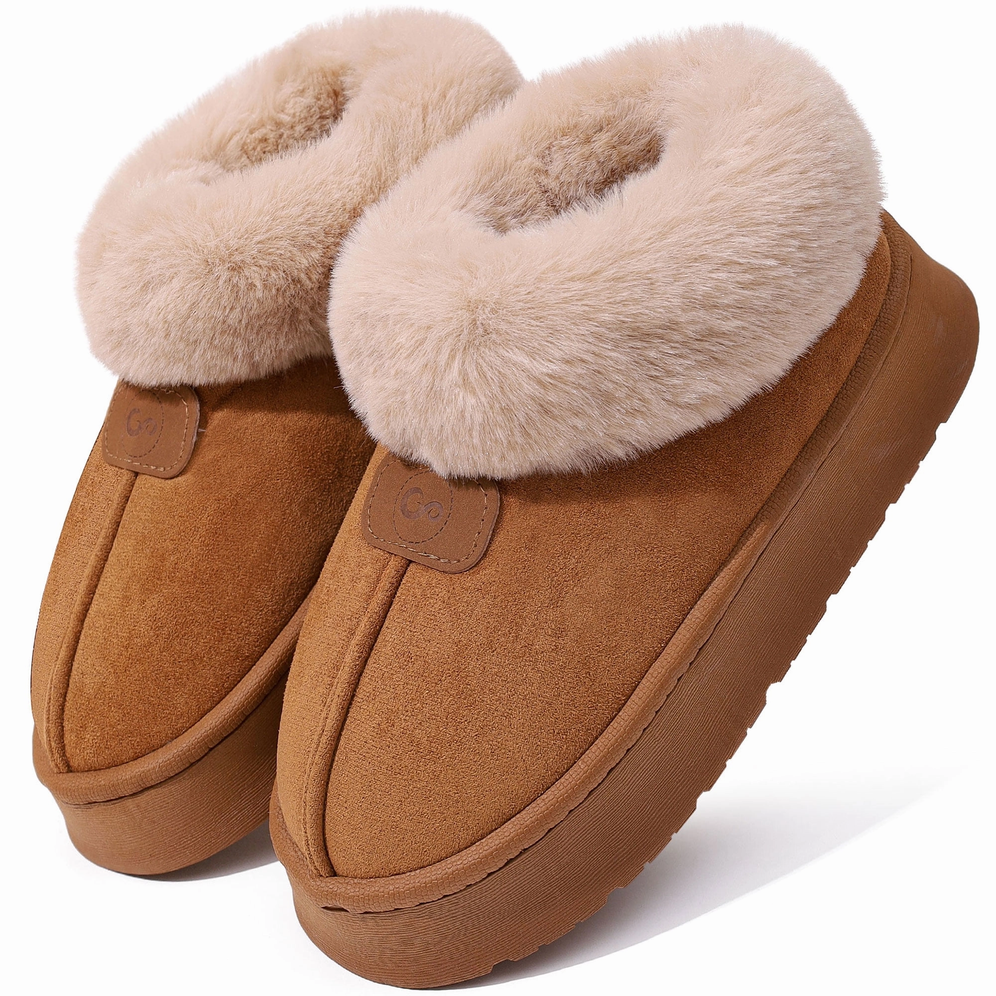 Blucher Vs Oxford Ecetana Women's Bootie Slippers Memory Foam Furry Slipper Non-slip House Shoes with Fluffy Collar