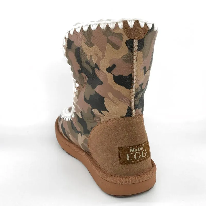 MUBO UGG Women Boots Classic Mimi Chestnut Camouflage Best Wedge Sole Work Boots