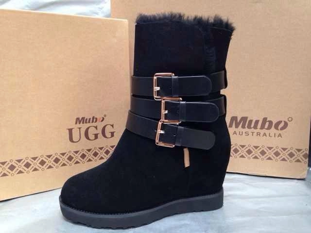 MUBO UGG BOOTS Hidden Heel TPR Sole Black Boots High Heels
