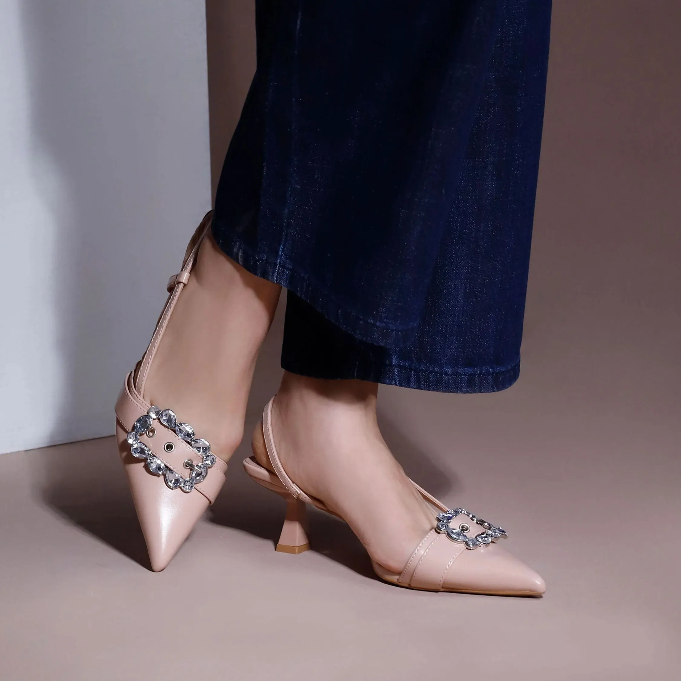 Wedge Heel Closed Toe Sandals MW1910-NUDE PINK