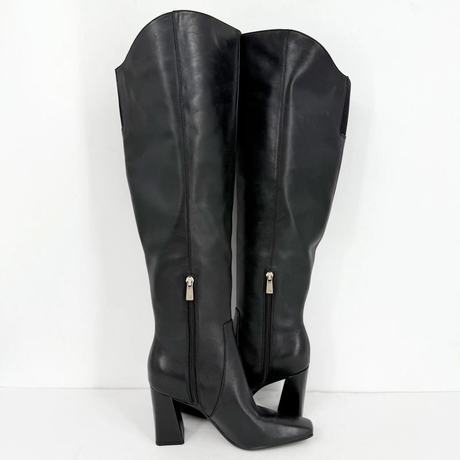 Supportive Flat Dress Shoes Naturalizer Womens Lyric Wide Calf Over the Knee Boots US 8 M Black Leather