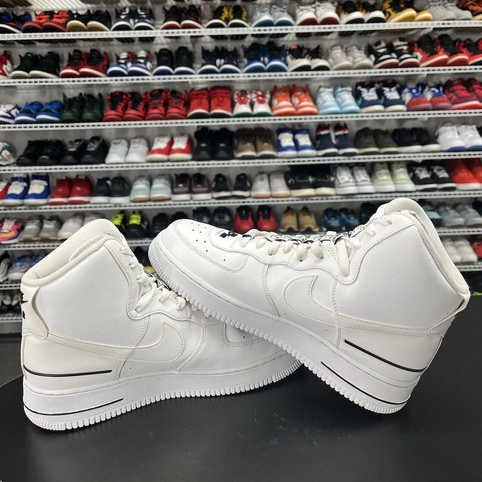 Nike Air Force 1 High Dual Air White Black CJ1385-100 Men's Size 9.5 Wide Width Slip On Sneakers