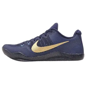Nike Men's KOBE XI, Midnight Navy / Metallic Gold, 12 M US Karakal Badminton Shoes