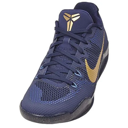 Nike Men's KOBE XI, Midnight Navy / Metallic Gold, 12 M US Badminton Running Shoes