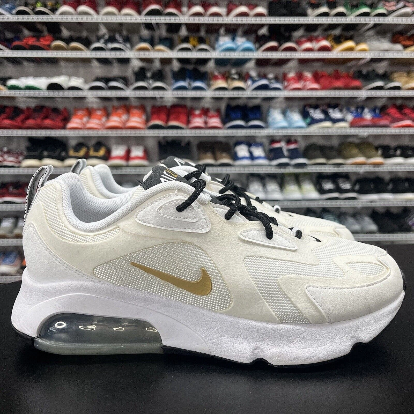 Nike Shoes Sparkle Nike Air Max 200 Metallic Gold Men's Sneakers White Shoes AQ2568-102 Size 8