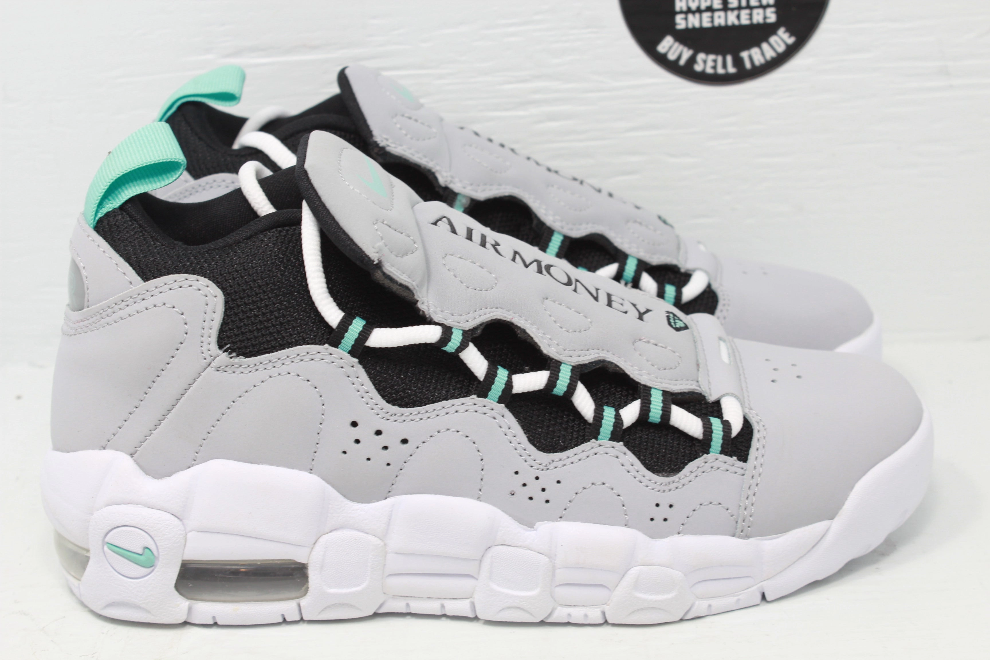 Nike Air More Money Wolf Grey Island Green (GS) Nike Cross Trainers Shoes