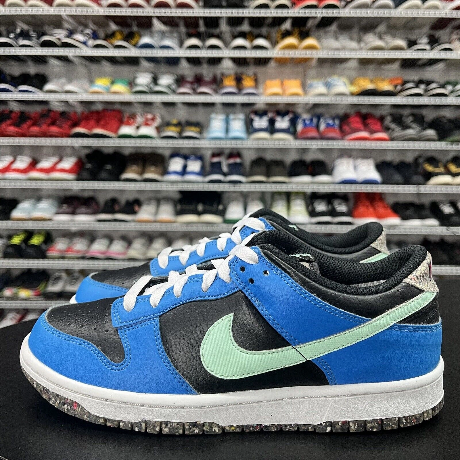 Romaleos Nike Weightlifting Shoes Nike Dunk Low Crater Blue Black GS DR0165-001 Youth Size 7Y No Insoles